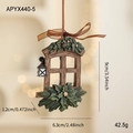 Resin vintage window Christmas tree ornament with pine needles and bow detail - Christmas Leaf Window