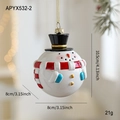 Addobbo natalizio a pupazzo di neve con sciarpa a righe rosse e cappello, h 10,5 cm - Stile Pupazzo di Neve (APYX532-2) / 10.5cm x 8cm