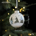 Transparente 8cm Weihnachtskugel mit weißem Glitzer und Pailletten am grünen Baum - Pailletten Nieten Schneepulver Stil (AQTZ102-4)