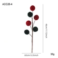 Christmas decorative branch with red and green velvet foam balls on brown stem - Burgundy Green Foam Ball Pick