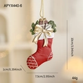 Resin Christmas stocking ornament with gold bow and realistic pine branch detail - Christmas Sock