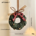 Retro resin Christmas wreath ornament with red bow and gold bells on silk ribbon - Flower Garland