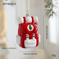 Ciondolo a zaino rosso di Babbo Natale con logo dell'albero e cordoncino dorato - Stile Zaino (APYX532-4) / 10cmx7.6cmx4.6cm