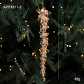 Décoration stalactite en cristal ambre sur sapin de Noël avec lumières chaudes - Pendentif Grappe de Raisin Champagne Type F