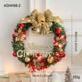 30cm Christmas wreath with red flowers, gold bells, and warm LED lights for wall decoration - Gold Bow Gold Bells Style (AGHH56-2) / 30CM Wreath Style B