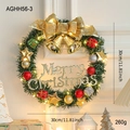 30cm Christmas wreath with LED lights, golden bow, and bells for holiday wall decoration - Gift Box Ornaments Style (AGHH56-3) / 30CM Wreath Style C
