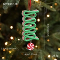 Christmas candy pendant in green red white stripes with peppermint disc 8cm size - Ring Candy Style B