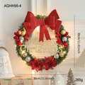 30cm Christmas wreath with red bow, golden Merry Christmas sign and LED lights - Red Glitter Bow Style (AGHH56-4) / 30CM Wreath Style D