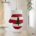 Weihnachtshandschuh-Anhänger in Rot-Weiß gestreift mit Tannenbaum und goldener Schnur - 10.5cmx7.5cmx3cm