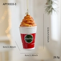 Mocha-Kaffeebecher-Weihnachtsanhänger in Rot und Grün mit goldener Aufhängeschlaufe für Deko - 12.5cmx6cm