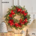 Couronne de Noël 35cm avec baies rouges, pommes de pin et LED chaudes sur mur blanc - 35CM Couronne Style F