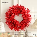Couronne de Noël en eucalyptus rouge de 35cm avec feuilles artificielles pour la porte - 35CM Couronne Style G