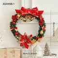 Couronne de Noël de 30 cm avec nœud rouge, cloches dorées, LED et ornements festifs - 30CM Couronne Style A