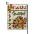 Thanksgiving linen garden flag with pumpkins and maple leaves on a metal hanger - Thankful Grateful Blessed Cornucopia Style (16)