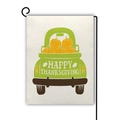 Bandiera da giardino in lino con camion di zucche e testo Happy Thanksgiving - Stile Happy Thanksgiving Pickup Verde (20)