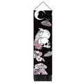 Gothic skull and raven tapestry with moon and floral patterns and black tassel fringe - 32.5x130cm / Moon Moth Skull (Style-1)