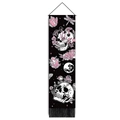 Gothic floral skull tapestry with mushrooms and dragonflies on a black background - 32.5x130cm / Crow Floral Skull (Style-2)