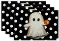 Set of 4 Halloween placemats with cute ghost and pumpkin on black polka dot print - Black Background Polka Dot Pumpkin Ghost Style (10) / 30*45cm