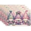 Set of 4 Christmas placemats with Nordic gnomes and winter illustration on linen fabric - Gnomes with Gifts Style (Style 6)
