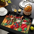 Christmas place mat with Happy Holidays text and three colorful festive stockings print - Hand-Drawn Stationery Stocking Style / 30*45cm