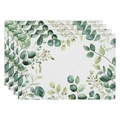 Set of 4 rectangular linen placemats with watercolor eucalyptus leaf print and stitched edges - Eucalyptus Greenery (20)