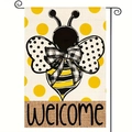 Double-sided garden flag with bee design and welcome message for outdoor yard decor - Polka Dot Bee Welcome (2) / 30x45cm