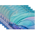 Detail of four linen placemats featuring watercolor marble art with gold foil textures - Blue Green Gradient Fluid(7)
