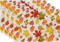 Set of 4 autumn maple leaf linen placemats with colorful fall foliage patterns - Colorful Autumn Maple Leaves All-over Print (Style 12)