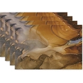 4er-Set Platzsets aus Leinen mit abstraktem braunem Marmor-Aquarell und Gold-Fluid-Kunst - Erdige Fluid Art(2)