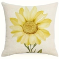 Watercolour sunflower cushion cover in yellow floral print on beige linen fabric - Large Sunflower Print Style