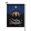 Weihnachts-Gartenfahne mit Krippen-Silhouette und Merry Christmas Schriftzug am Ständer - 30x45cm / Krippenszene Silhouette Stil (4)