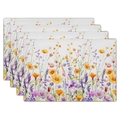 Set of 4 linen placemats with colorful watercolor wildflowers and floral patterns - Colorful Wildflowers (5)