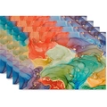 Set of 4 linen placemats featuring colorful marble fluid art and gold line patterns - Colorful Abstract Art(6)