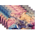 Set of 4 linen placemats with abstract watercolor marble print in pink and blue - Smudge Fusion Art(9)