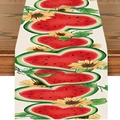 Linen table runner with summer sunflower and red heart-shaped watermelon prints - Watermelon Sunflower (10)
