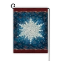 Drapeau de jardin double face avec motif flocon sur lin bleu et support en métal - Style Flocon de Neige Bleu Foncé Texture Tourbillon (10)