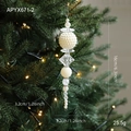Pendentif de Noël composé de perles nacrées et de gemmes en acrylique transparent - Pendentif Blanc Style A (APYX671-2)