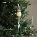 Pendentif de Noël en métal argenté et acrylique avec perles blanches sur sapin - Pendentif Blanc Style B (APYX671-3)