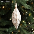 Weißer tropfenförmiger Christbaumschmuck mit goldenem Sternrelief am Weihnachtsbaum - 6CM Sternenregen Tropfenanhänger (APYX566-8)