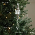 Transparent acrylic cone Christmas ornament with silver metal axis and diamond pendant - Transparent Pendant Style B (APYX671-7)