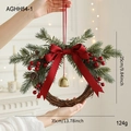 Ghirlanda di Natale con fiocco rosso e campanelli d'oro su anello in vimini - Stile A Ghirlanda di Campanelli (35CM)