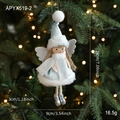 Blue Christmas angel doll pendant with plush antlers and wooden hat for tree decoration - Blue Angel Pendant