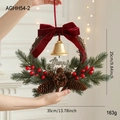 Ghirlanda natalizia in rattan con fiocco di velluto rosso e scritta Merry Christmas - Stile C Ghirlanda di Campanelli (35CM)