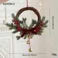 Ghirlanda natalizia in rattan 35cm con bacche rosse, fiocco di velluto e campanelli - Stile B Ghirlanda di Campanelli (35CM)
