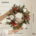 30cm Christmas rattan wreath with red berries, pine cones, and LED lights for door decor - Pine Cone Cotton Bell (No Lamp 30CM)