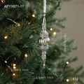 Silver vintage geometric Christmas tree ornament made of acrylic and metal, 11cm height - Alloy Pendant Style F (APYX671-11)