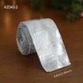 Nastro natalizio argento con stampe festive e testi di auguri natalizi - Nastro Argentato da 6.3CM/2M