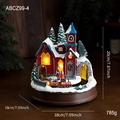 Casa di Natale luminosa in resina con treno rotante e decorazione carillon festivo - Carillon rotante del treno della casa di Natale incandescente / Versione alimentata a batteria AA e USB