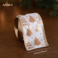 Nastro natalizio bianco con alberi dorati e testo festivo largo 6,3 cm - Nastro Color Champagne da 6.3CM/2M