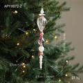 Pink metal and acrylic clear bead ornament hanging on a Christmas tree branch - Purple Pendant Style B (APYX672-2)